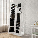 Load image into Gallery viewer, White Rotary Jewellery Cabinet with Mirror Floor Standing Lockable Storage