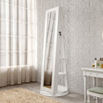 Load image into Gallery viewer, White Rotary Jewellery Cabinet with Mirror Floor Standing Lockable Storage