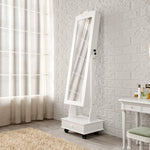 Load image into Gallery viewer, Vintage Lockable Jewelry Armoire Cabinet with Mirror on Wheels