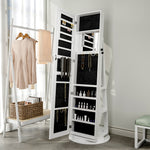 Load image into Gallery viewer, White Rotary Jewellery Cabinet with Mirror Floor Standing Lockable Storage
