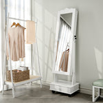 Load image into Gallery viewer, Vintage Lockable Jewelry Armoire Cabinet with Mirror on Wheels
