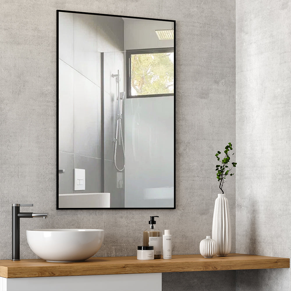 Wall Mounted Bathroom Modern Aluminium Alloy Frame Rectangle Mirror