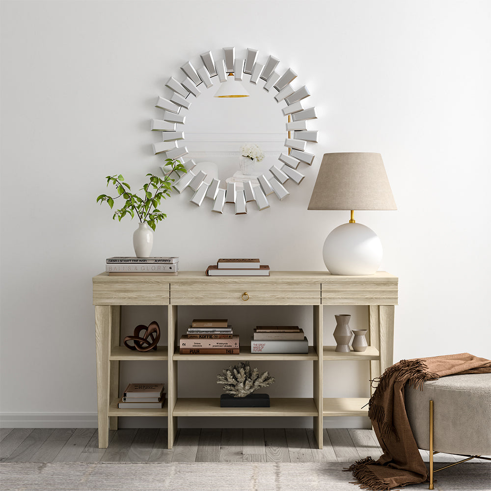 Futuristic Sunburst Round Circular Wall Mirror