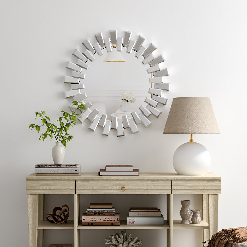 Futuristic Sunburst Round Circular Wall Mirror