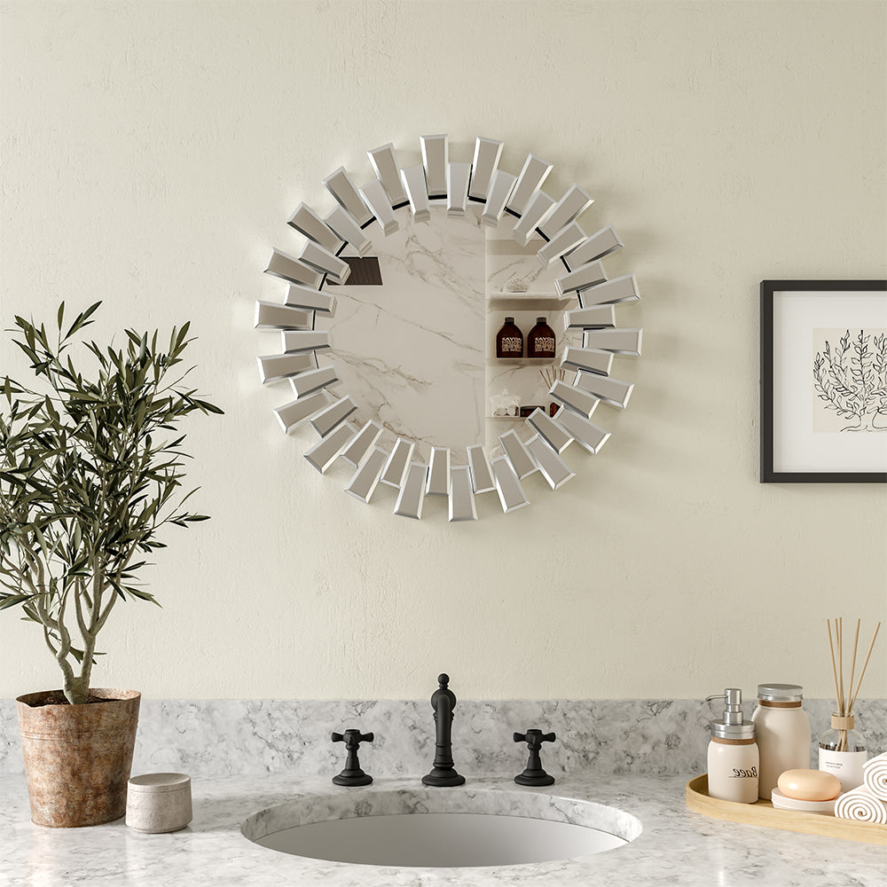 Futuristic Sunburst Round Circular Wall Mirror