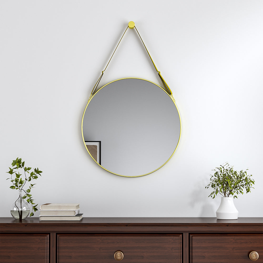 Wall Hanging Explosion-proof Membrane Glass Black Round Frame Mirror