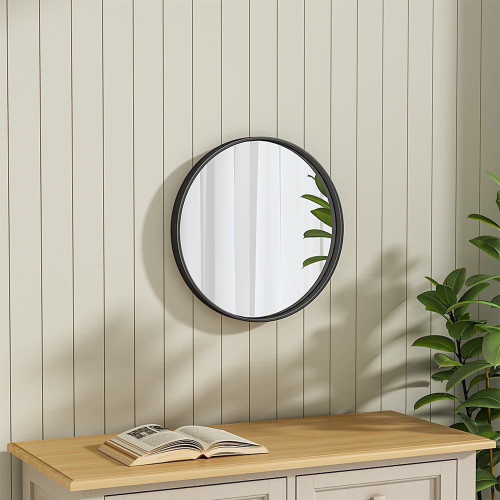 European-Style Minimal Round HD Makeup Mirror with Wide Frame