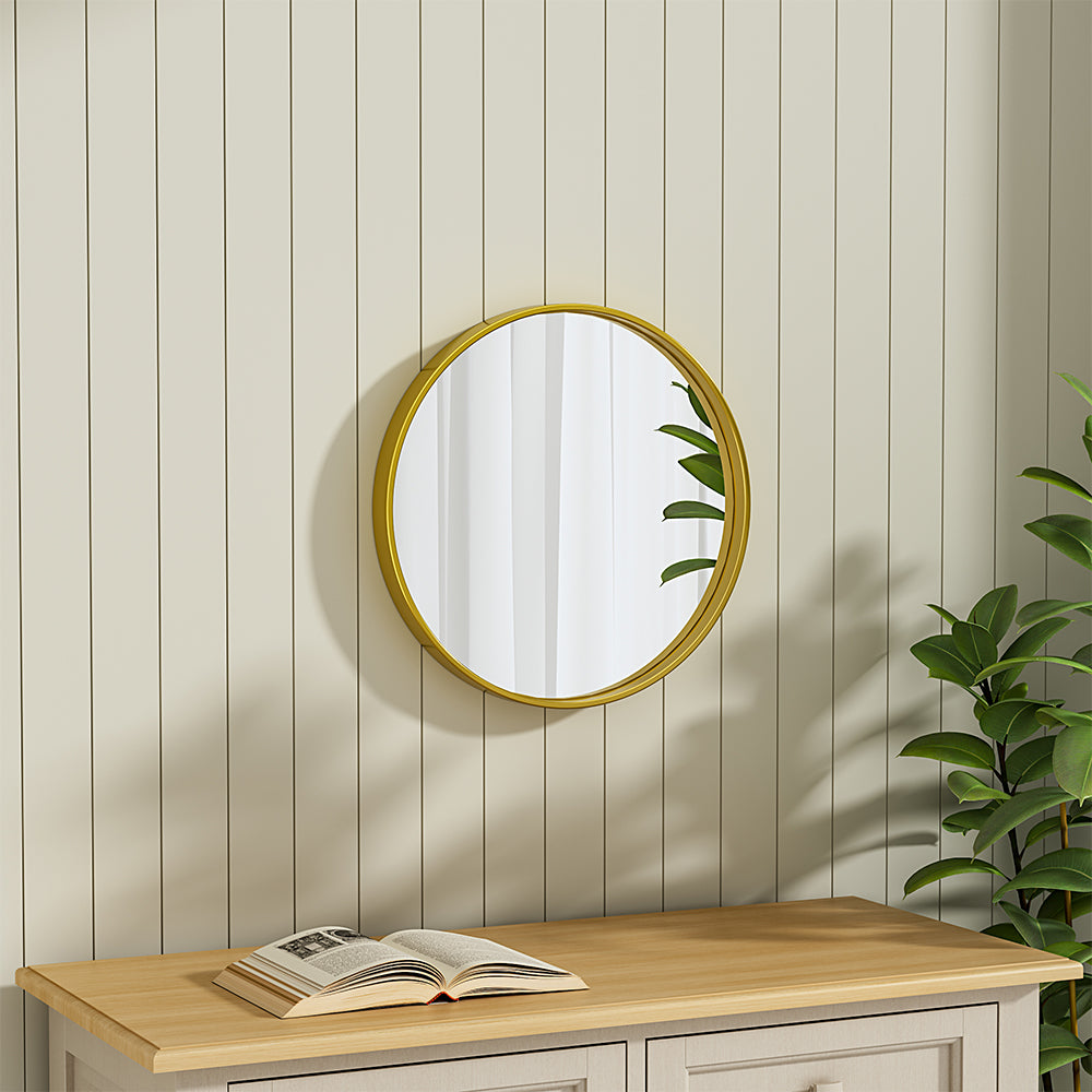 European-Style Minimal Round HD Makeup Mirror with Wide Frame