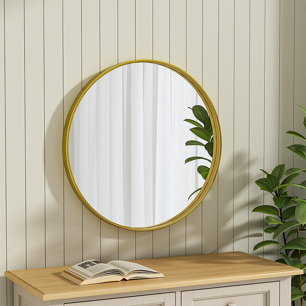 European-Style Minimal Round HD Makeup Mirror with Wide Frame