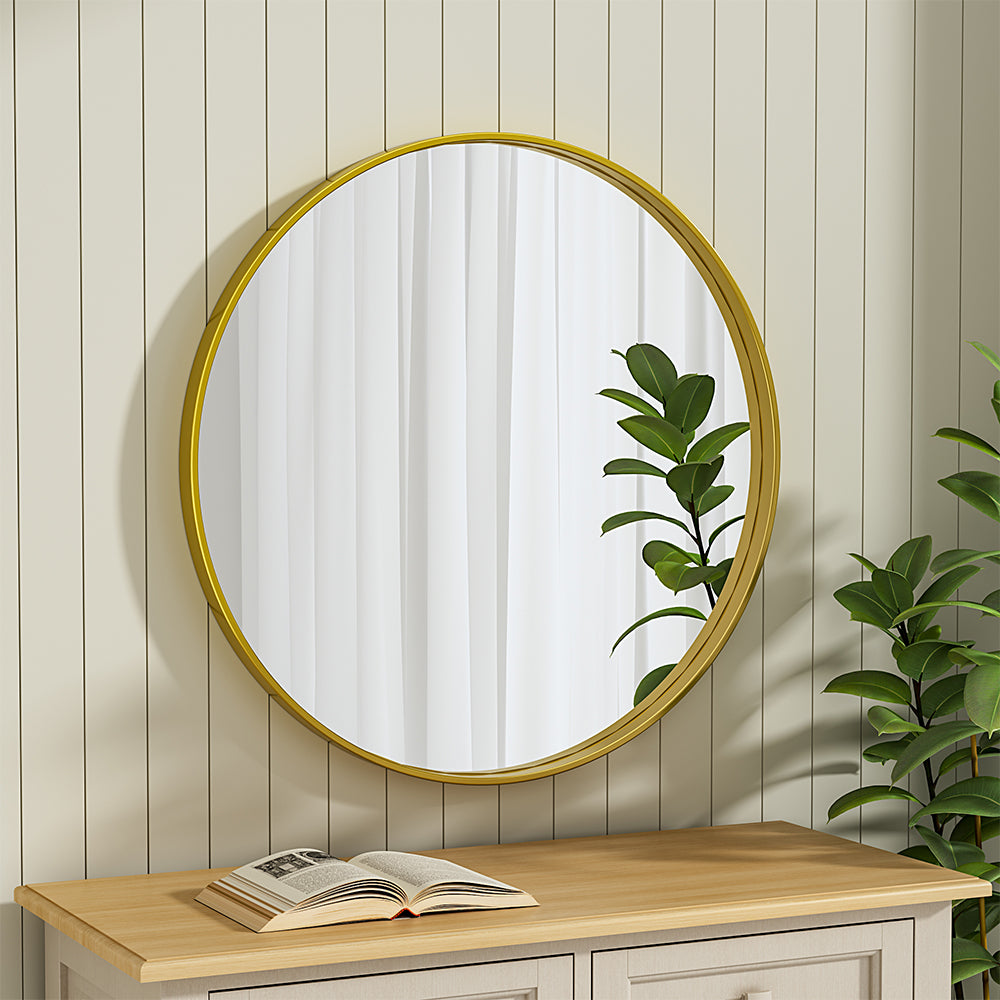 European-Style Minimal Round HD Makeup Mirror with Wide Frame