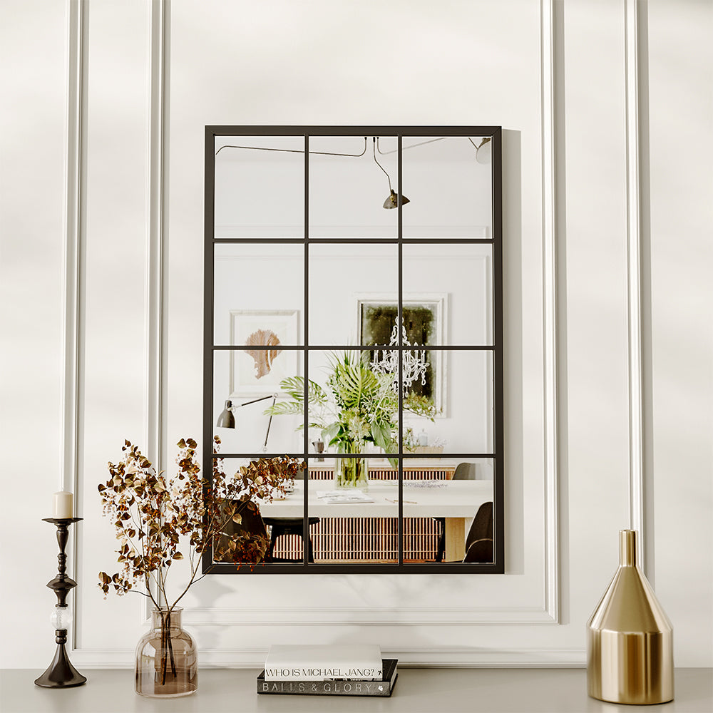 Classic Window Mirror Wall Accent Metal Framed Mirror