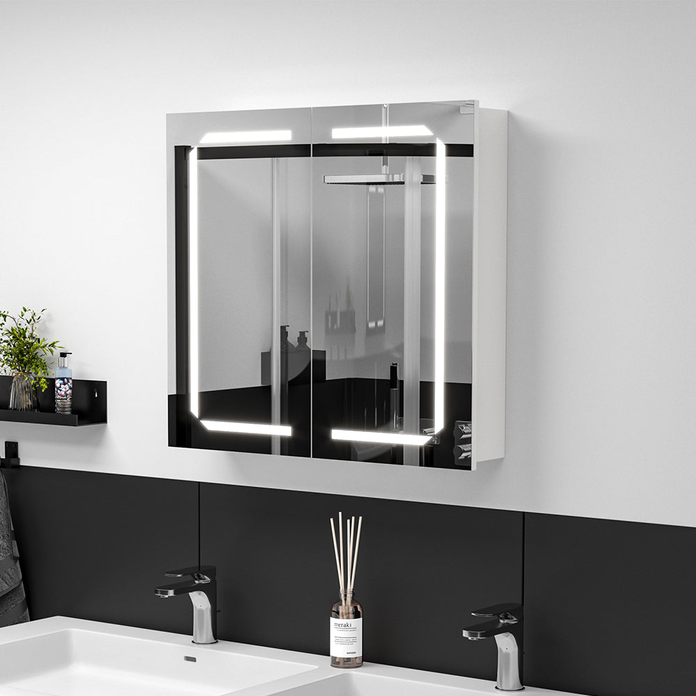 Rectangle Double Door LED Bathroom Mirror Cabinet