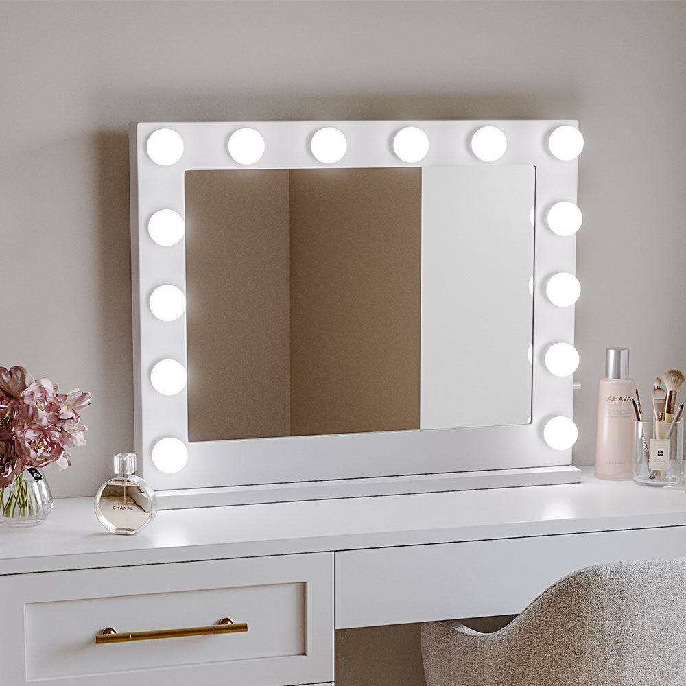 Metal Round Lighted Makeup Mirror for Tabletop