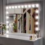 Load image into Gallery viewer, Hollywood Style Lighted Rectangular Makeup Mirror with Base
