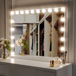 Load image into Gallery viewer, Hollywood Style Lighted Rectangular Makeup Mirror with Base
