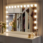 Load image into Gallery viewer, Hollywood Style Lighted Rectangular Makeup Mirror with Base
