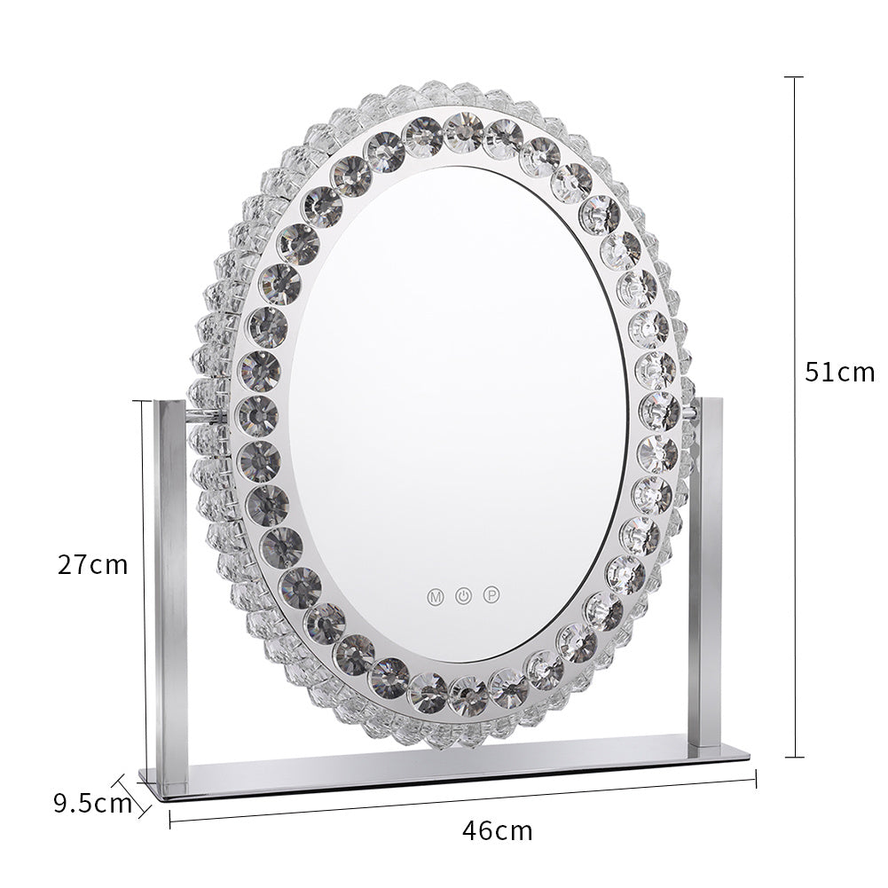 Exquisite Crystal-Embellished LED Hollywood Vanity Mirror