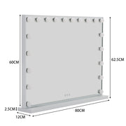 Hollywood Style Lighted Rectangular Makeup Mirror with Base