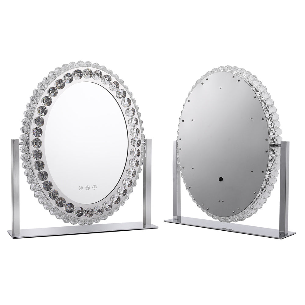 Exquisite Crystal-Embellished LED Hollywood Vanity Mirror