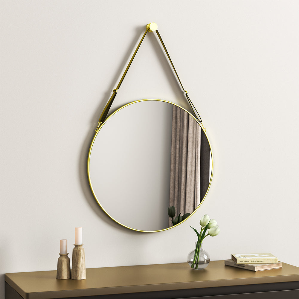 Wall Hanging Explosion-proof Membrane Glass Black Round Frame Mirror