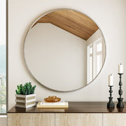 Classic Wall Mounted Stainless Space-Aluminum Frame Round Mirror