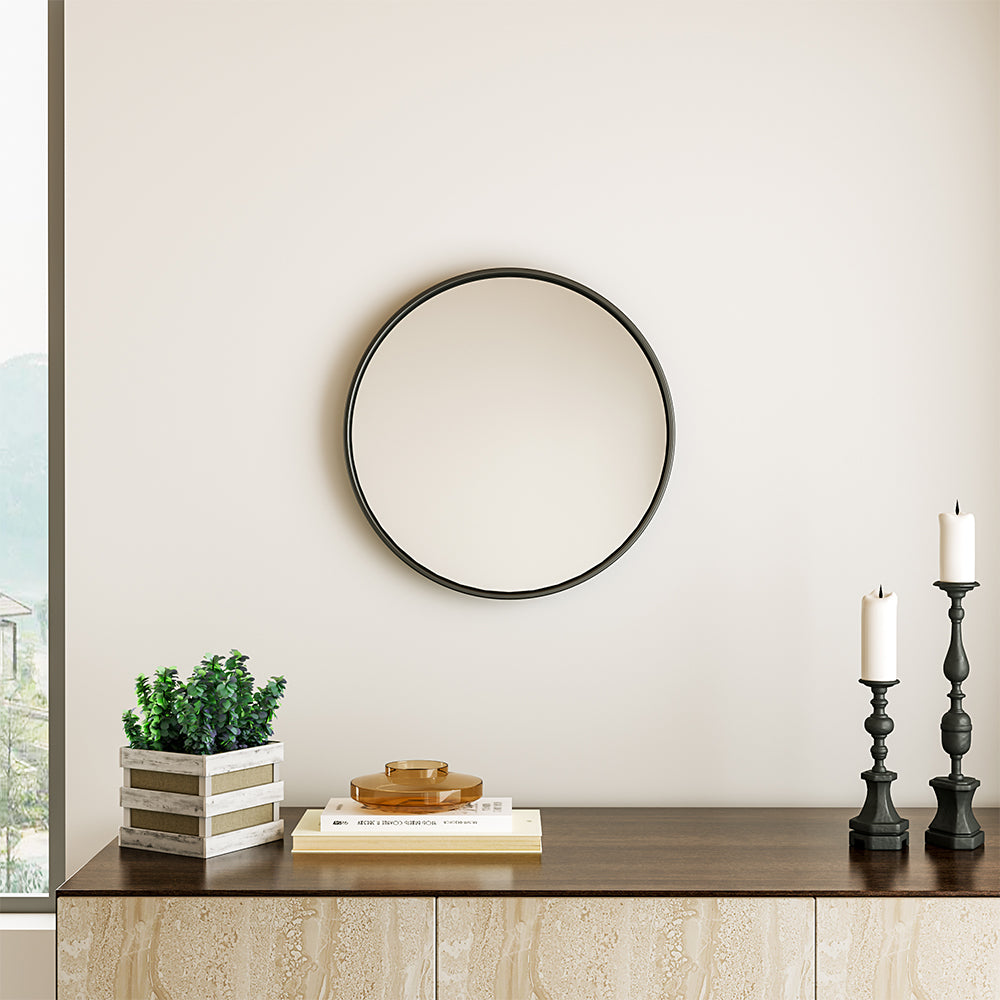 European-Style Minimal Round HD Makeup Mirror with Wide Frame