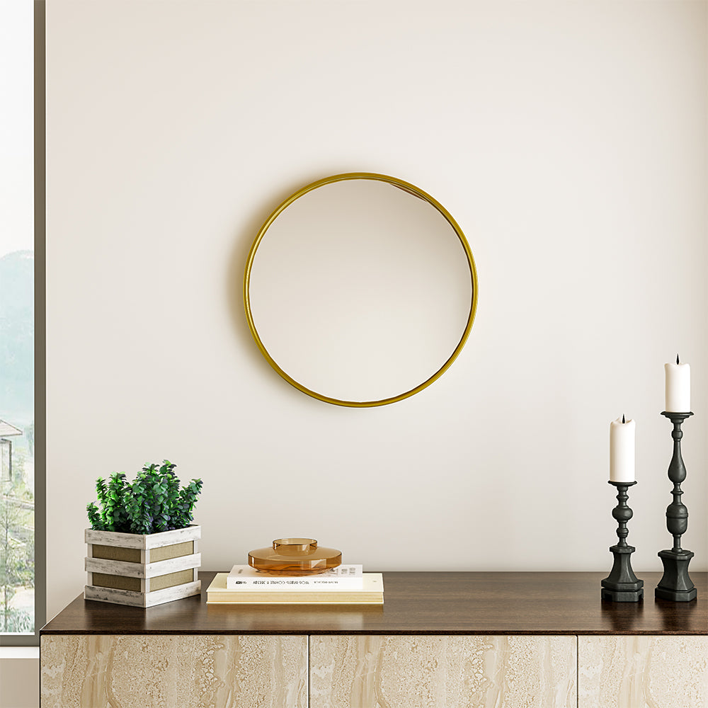 European-Style Minimal Round HD Makeup Mirror with Wide Frame