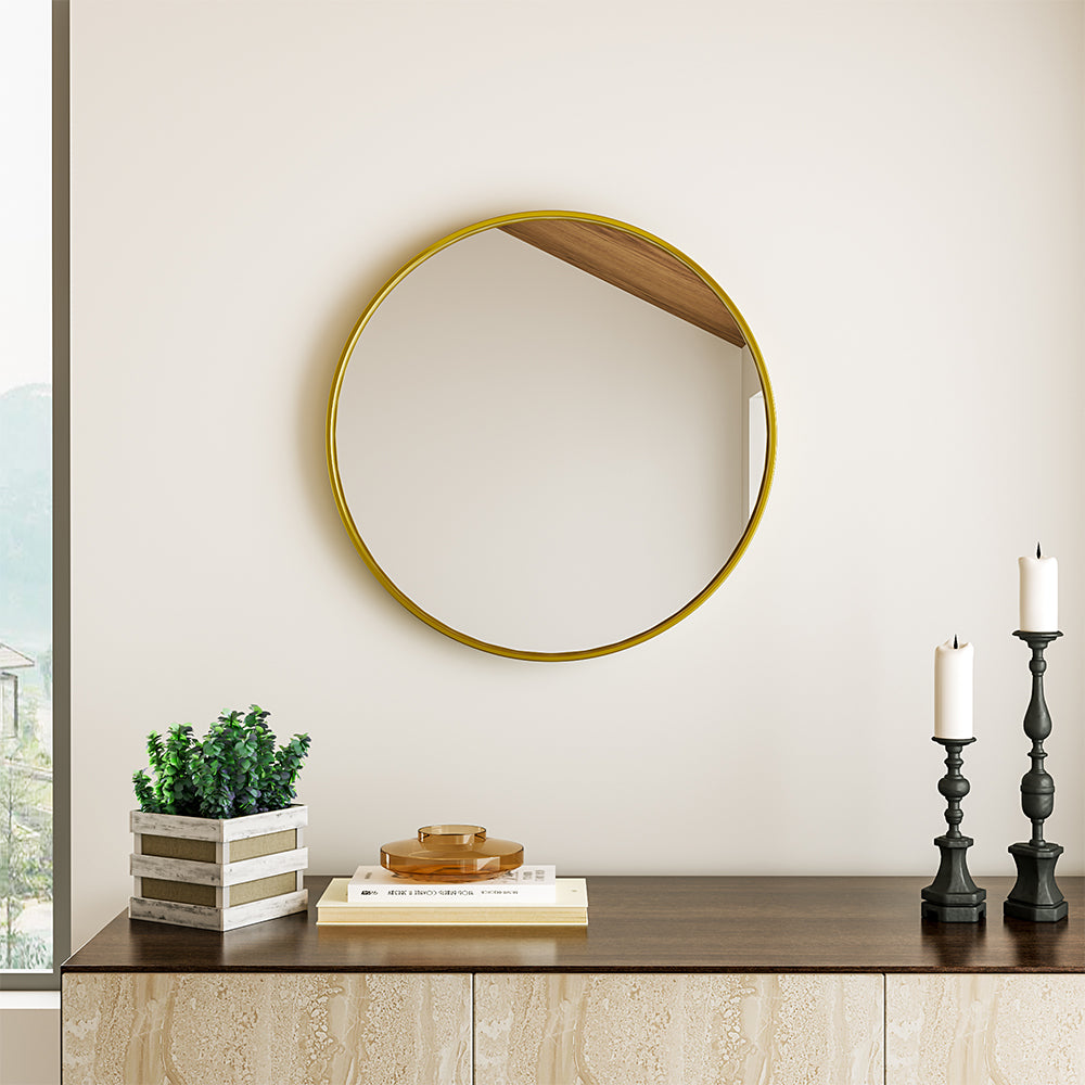 European-Style Minimal Round HD Makeup Mirror with Wide Frame