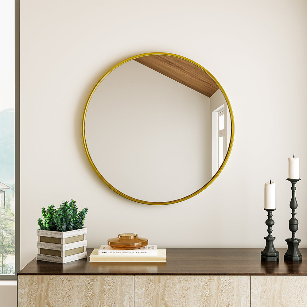 European-Style Minimal Round HD Makeup Mirror with Wide Frame