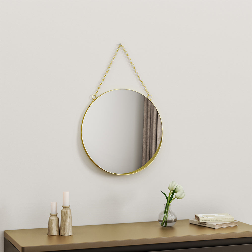 Minimal Perforation-free Round Wall Hanging Makeup Mirror