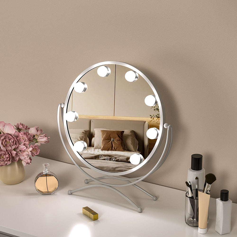 Luxurious Adjustable Round Vanity Mirror with Lights