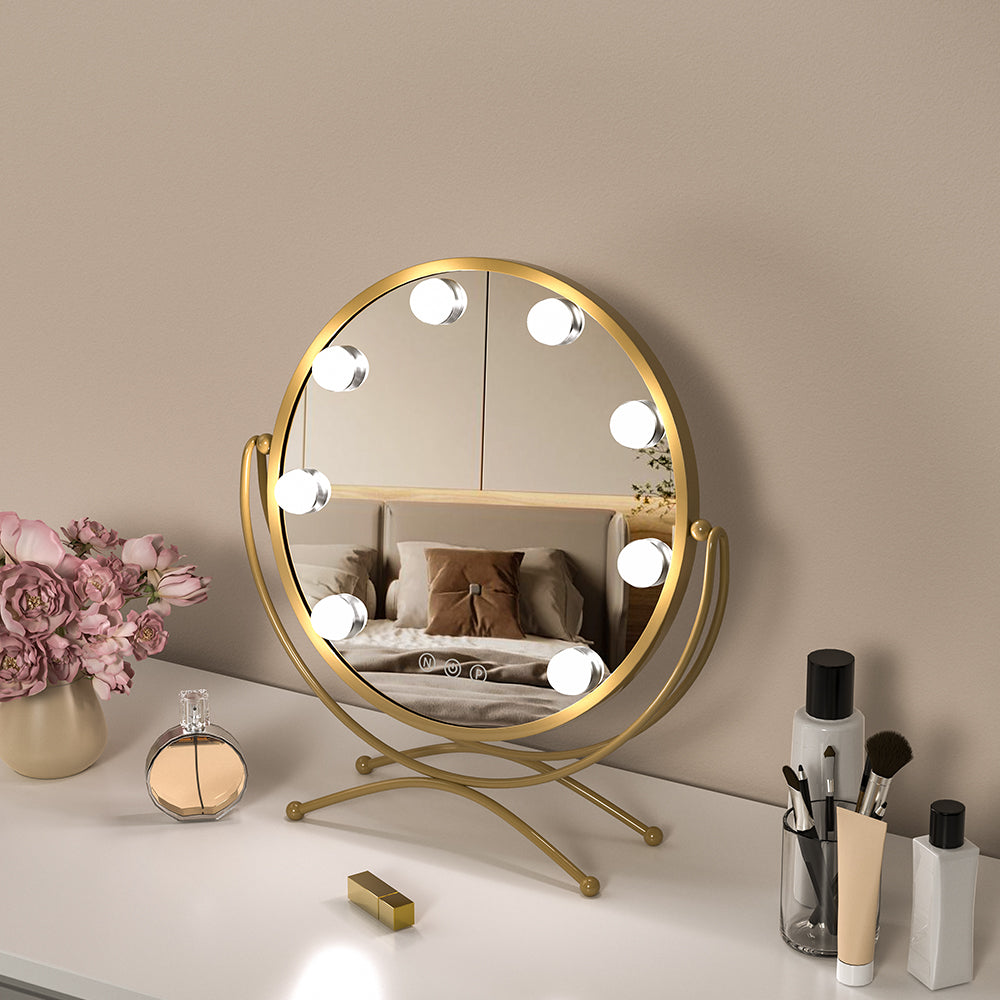 Luxurious Adjustable Round Vanity Mirror with Lights